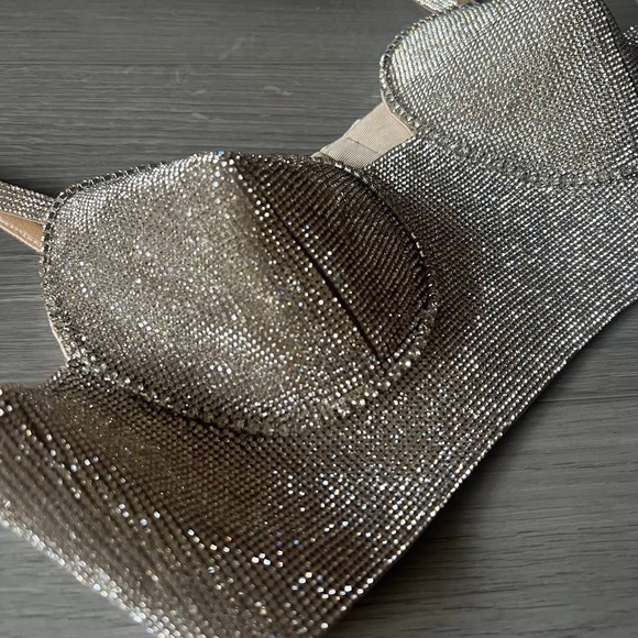 FWRD Nue Studio Jane Bullet Bra in Metallic Silver xs nye night out - Picture 2 of 16